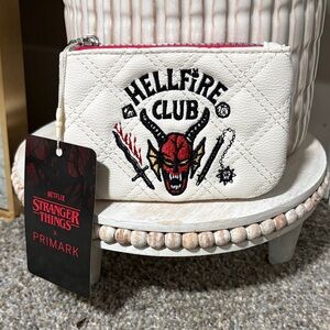 Primark White Quilted Hellfire Club Zip Pouch